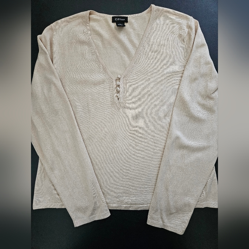 City Silk Tan Silk Blend Jersey - NWOT - Size XL